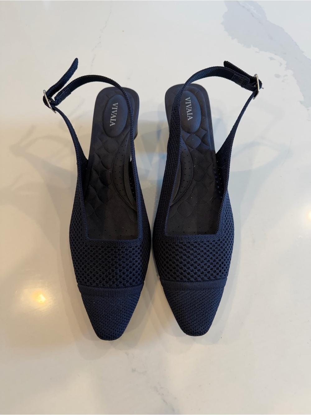 VIVAIA Navy Pointed-Toe Slingback Sandals (Leah Pro) Size 41.5EU / US 10
